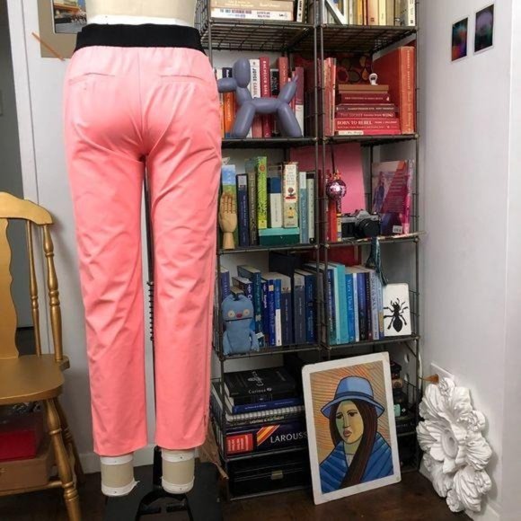 MILLY Pink Layney Cropped Zipcuff Pants Tuxedo - Picture 4 of 8